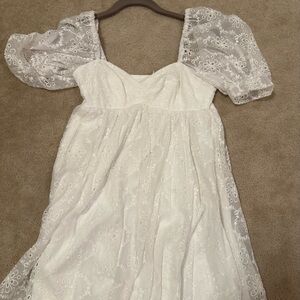 Amanda Uprichard White Puff Sleeve Mini Dress